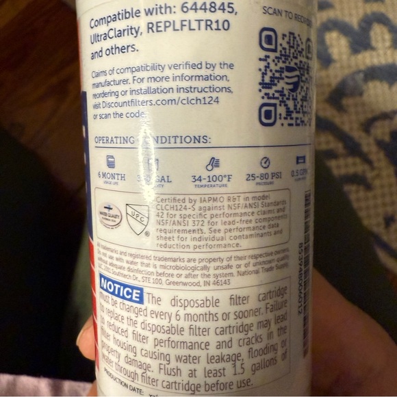 Refrigerator Water Filter ClearChoice CLCH124 Capable with 644845 / REPLFLTR10 6 - Picture 4 of 6